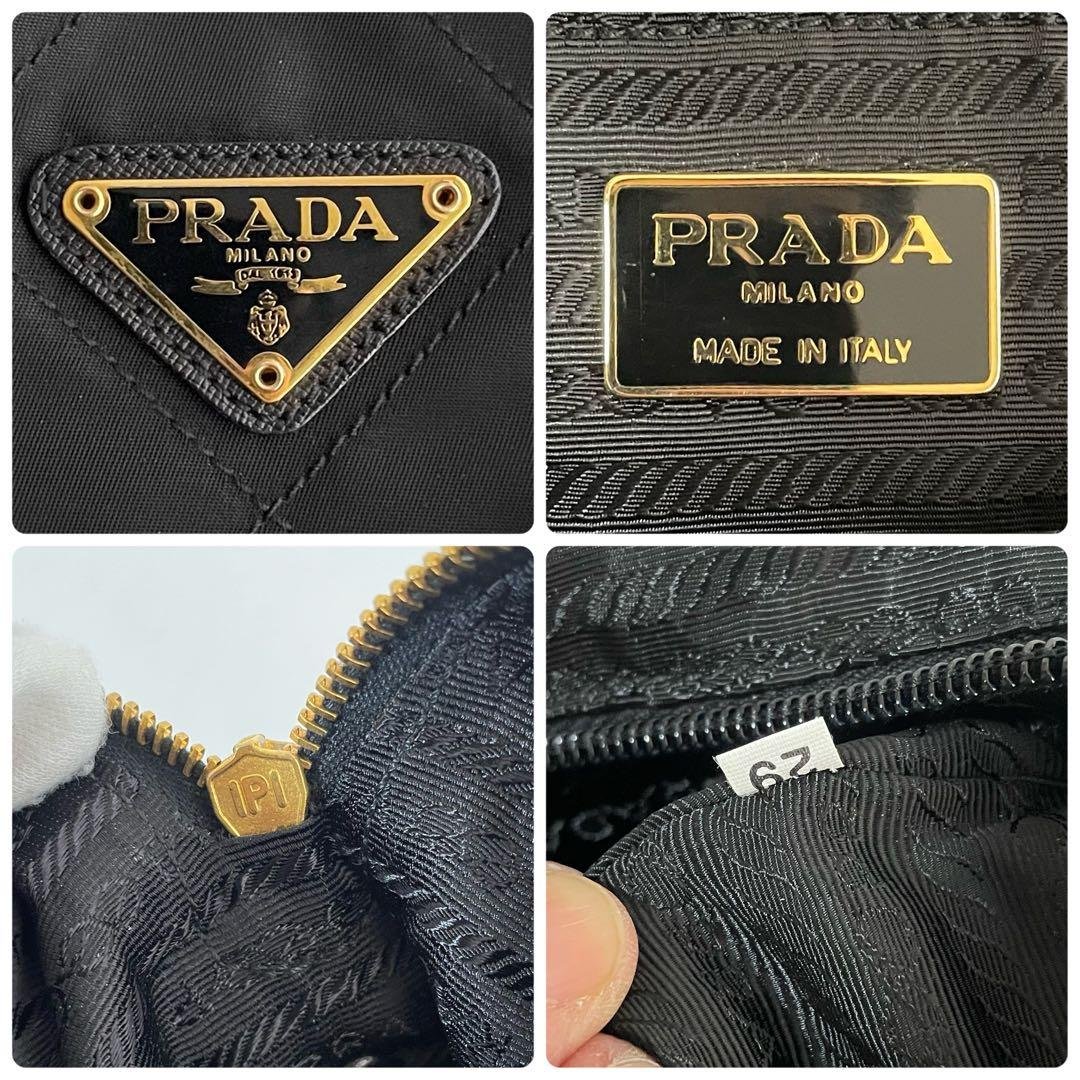 【極美品〜美品】プラダ キルティング ハンドバッグ ナイロン×サフィアーノレザー